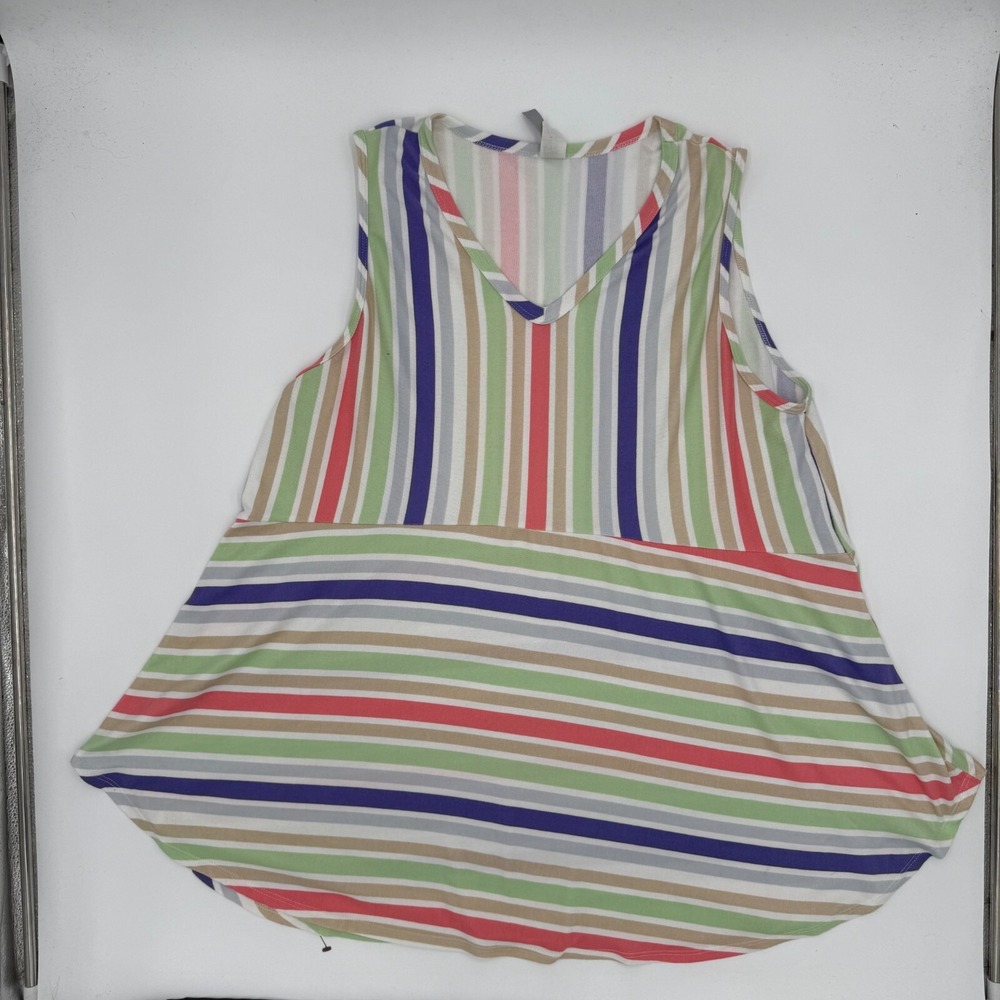 Honeyme Curvy Tank Top Womens 3XL Multi Striped Sleeveless V Neck Pullover